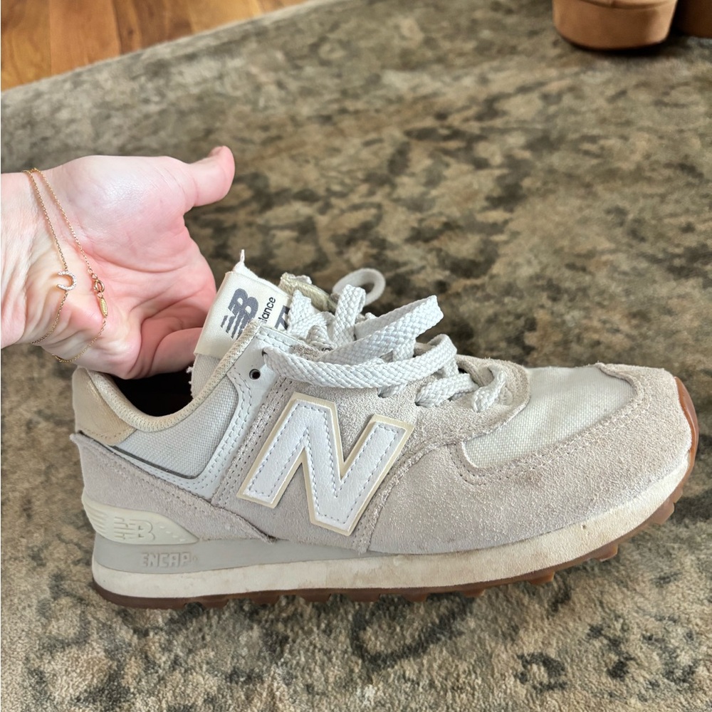 New Balance Beige and Off-White Sneakers
